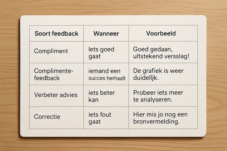 Soorten feedback: overzicht van verschillende soorten feedback